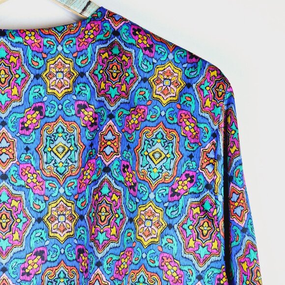 Vintage Diane Von Furstenberg Stainglass Window Silky Blouse Top Sz 40 - Picture 4 of 4